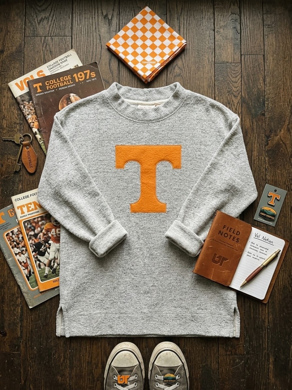 League University of Tennessee Vols Gray Mock Neck Pullover Sweatshirt M